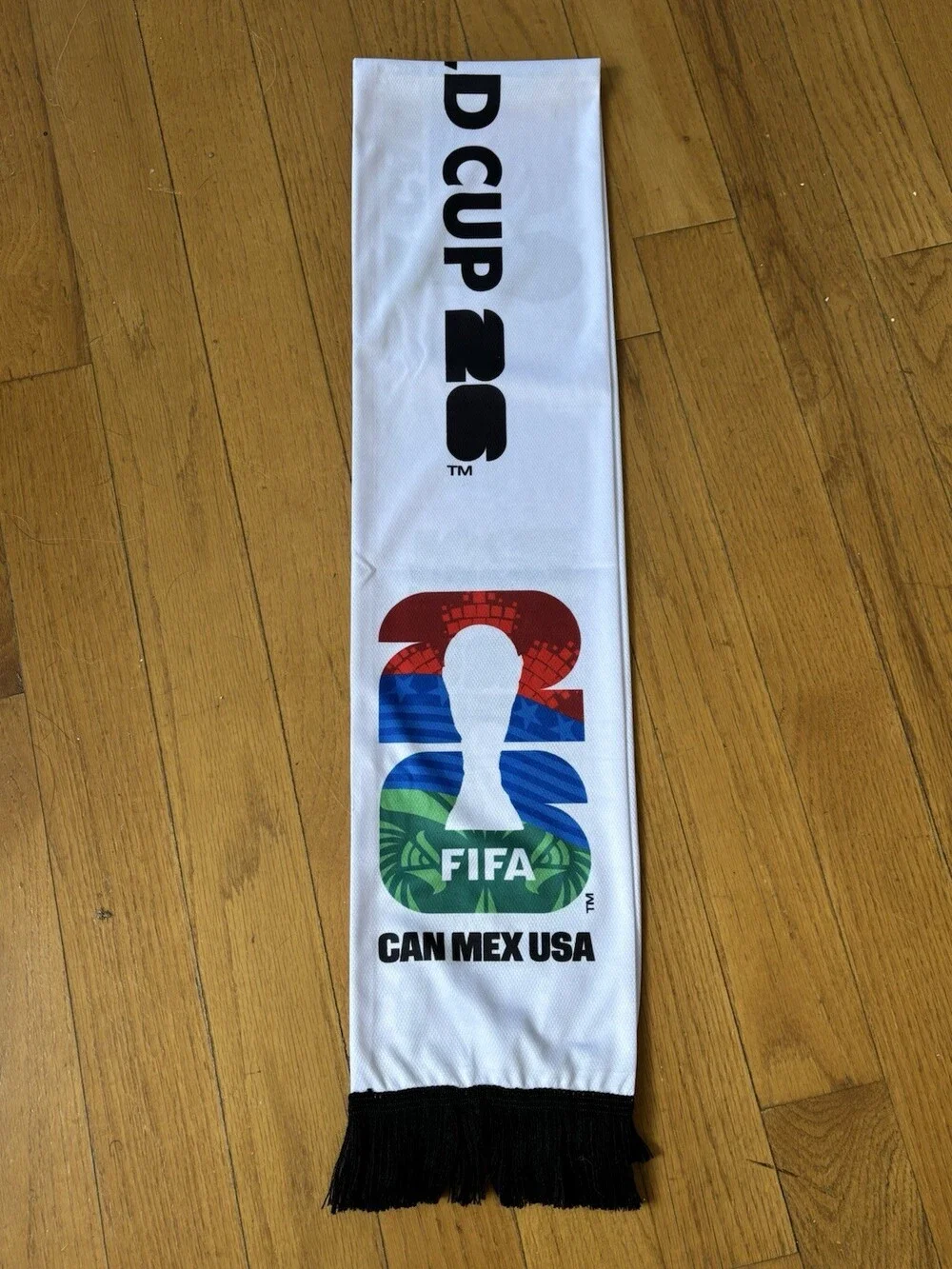 FIFA World Cup 2026 CAN MEX USA White Soccer Scarf Officially Licensed